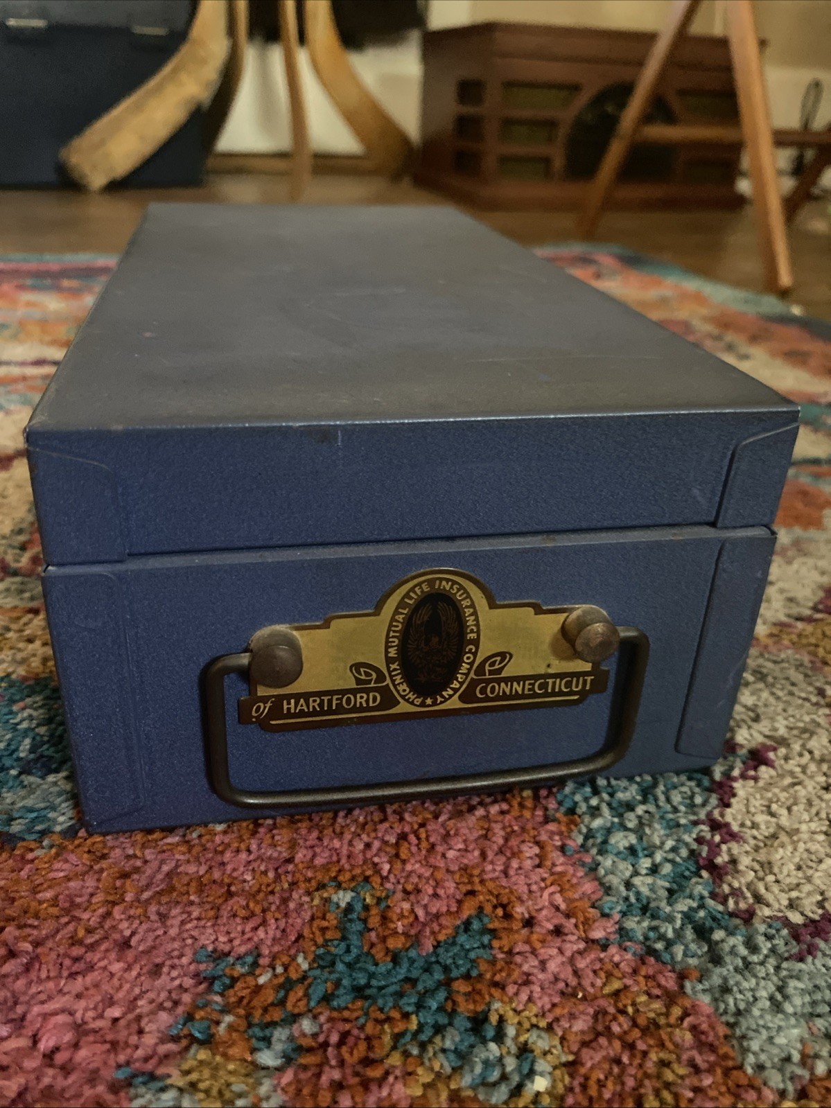 RARE Vtg Phoenix Mutual Life Insurance Combination Lock Box w/Combo Hartford CT