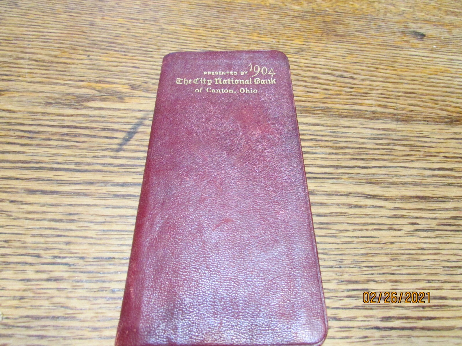 VINTAGE LEATHER BOUND MEMO BOOK CITY NATIONAL BANK CANTON GILT EDGED PAGES 1904