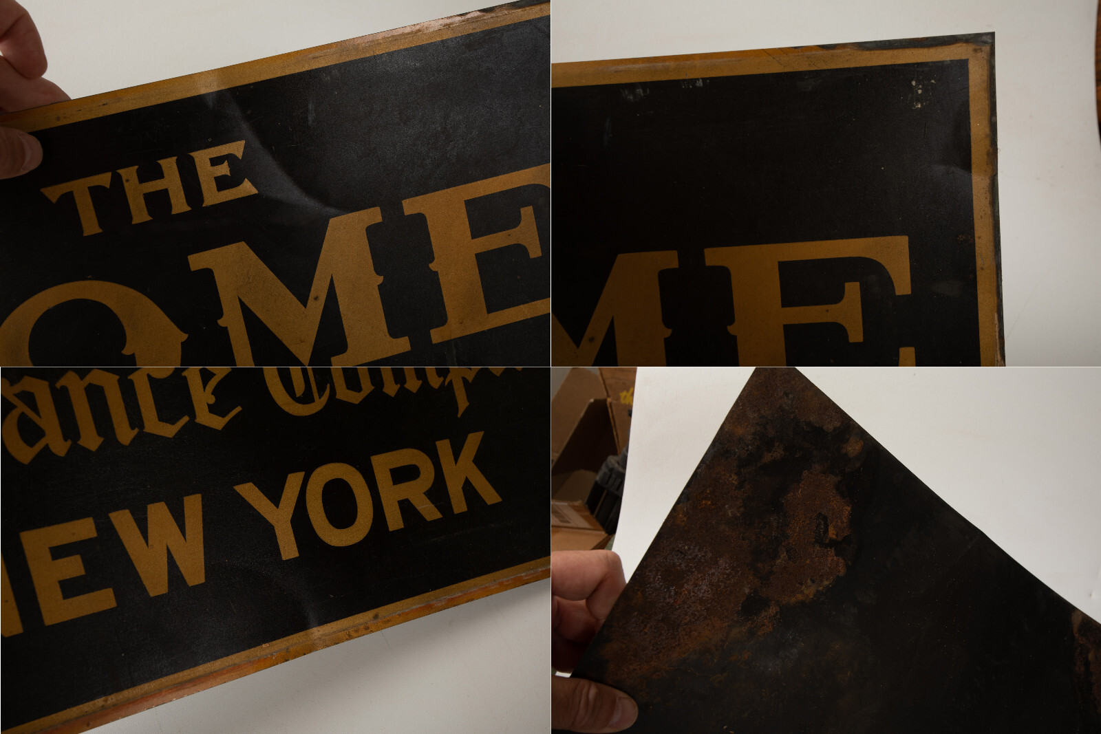 The Home Insurance Company (HSE) New York (JSF6) Vintage Tin Sign Black Gold
