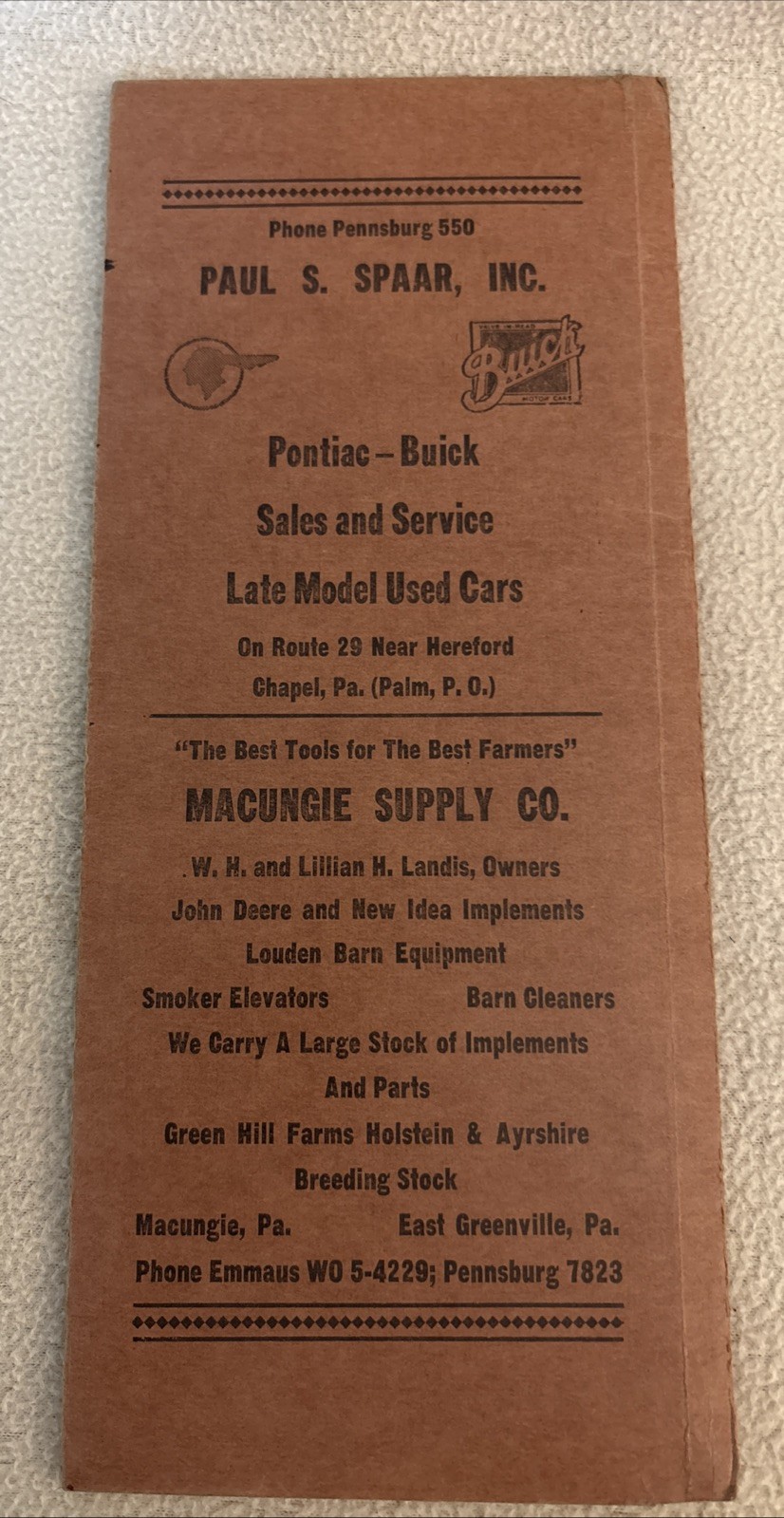 Vintage Perkiomen National Bank Envelope Document Holder East Greenville PA