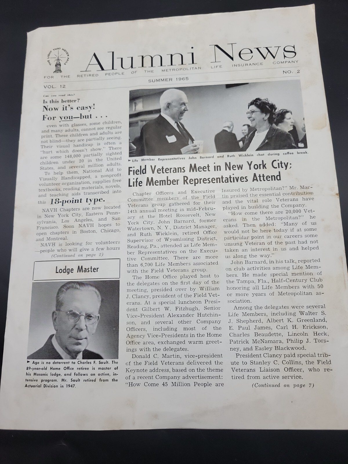 Vintage Alumni News Summer 1965 Metropolitan Life Insurance Company