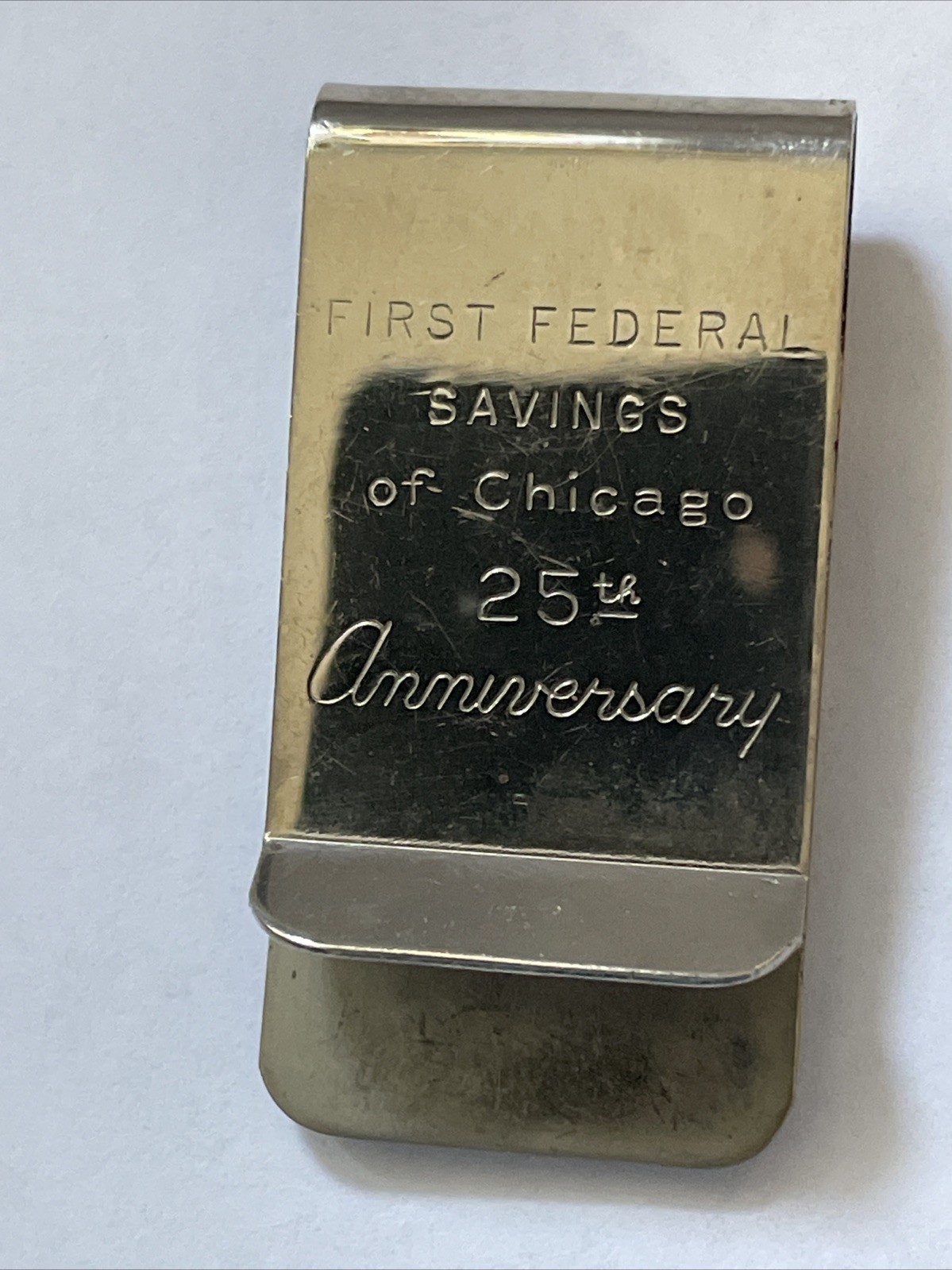 1958 Silver Quarter First Federal Savings 25th Anniversary Money Clip Engraved
