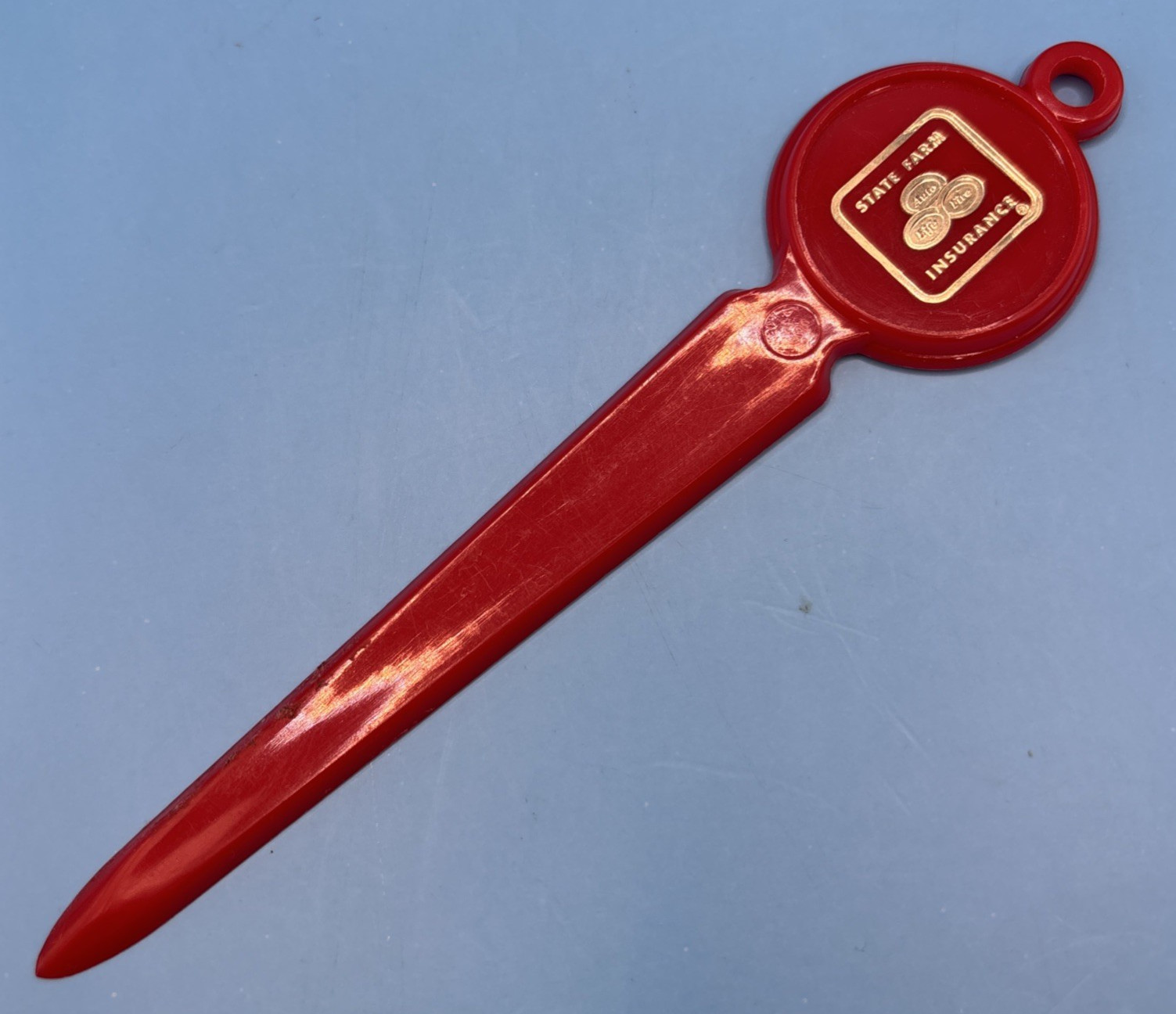 VTG State Farm 6″ Plastic Letter Opener – Square Logo – Bloomington, Illinois