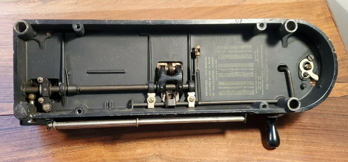 Antique The Todd Company, Inc. Check Writing Machine Patented 1908-1924