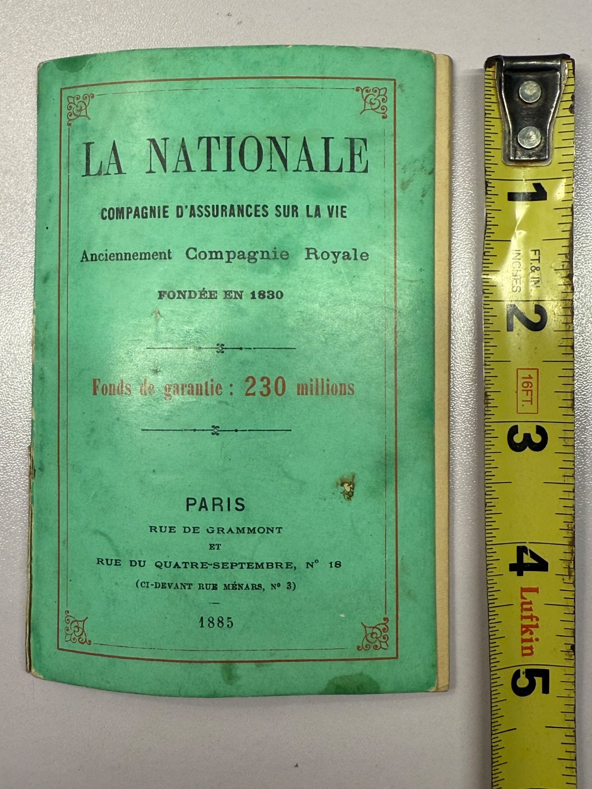 1885 LA NATIONALE COMPAGNIE D’ASSURANCES (THE NATIONAL LIFE INSURANCE COMPANY)