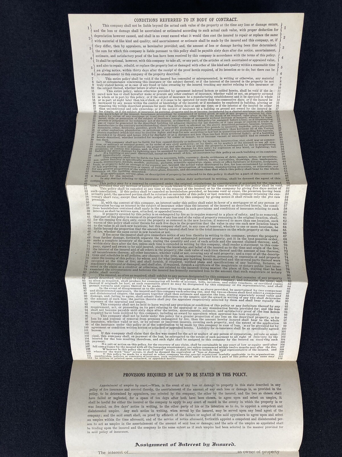 London & Lancashire Fire Insurance Company Policy 1919 Paperwork Brochure