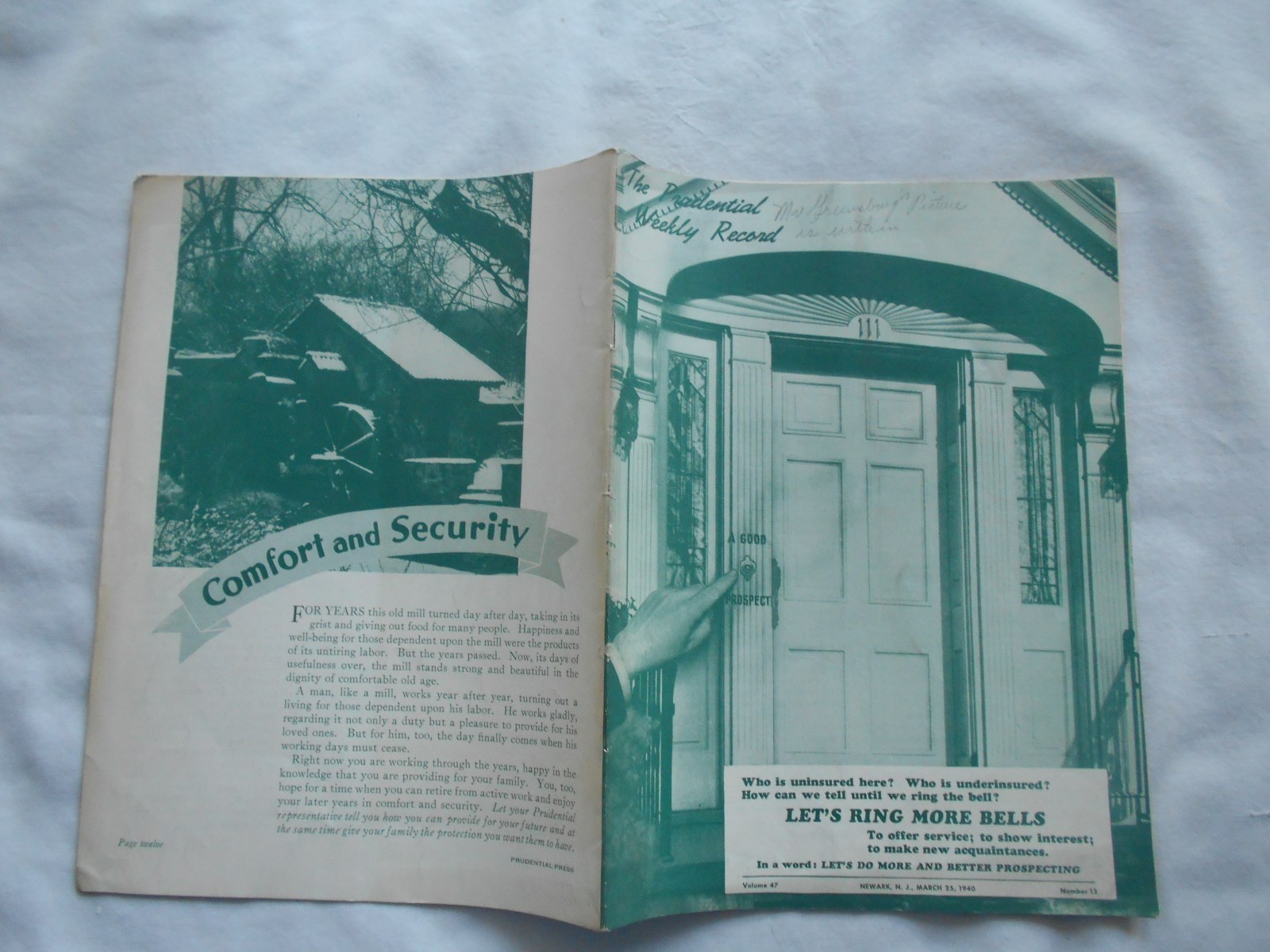 THE PRUDENTIAL WEEKLY RECORD MAGAZINE-MARCH 25,1940