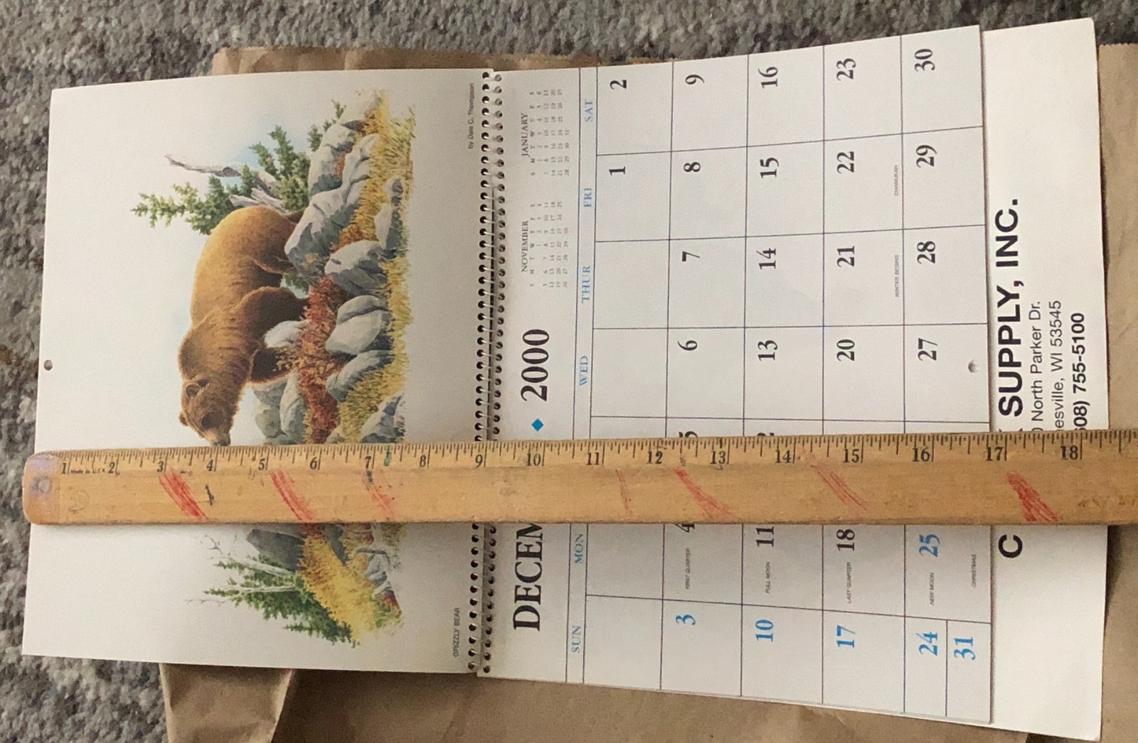 Vintage 2001 Janesville WI Advertising Calendar – Dale Thompson Wildlife Art