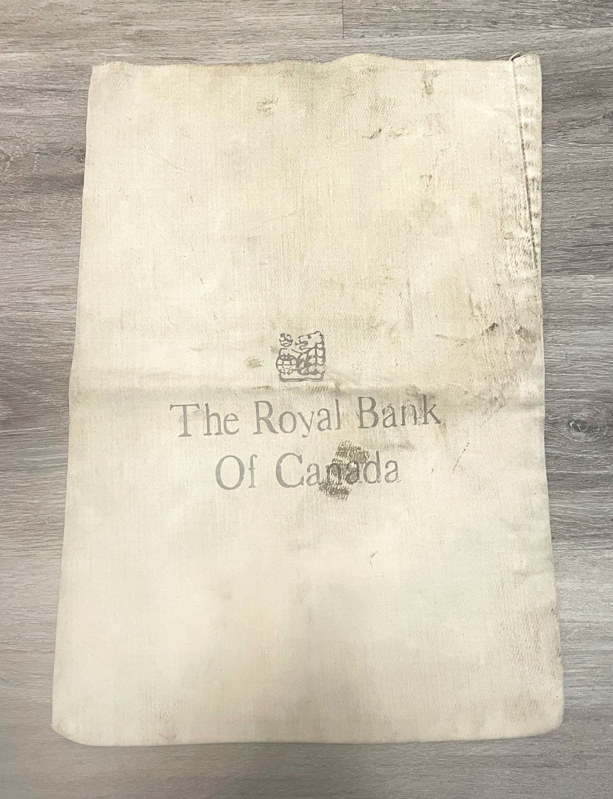 Vintage, Heavy Canvas, The Royal Bank Of Canada, Coin Bag, 18″x12″