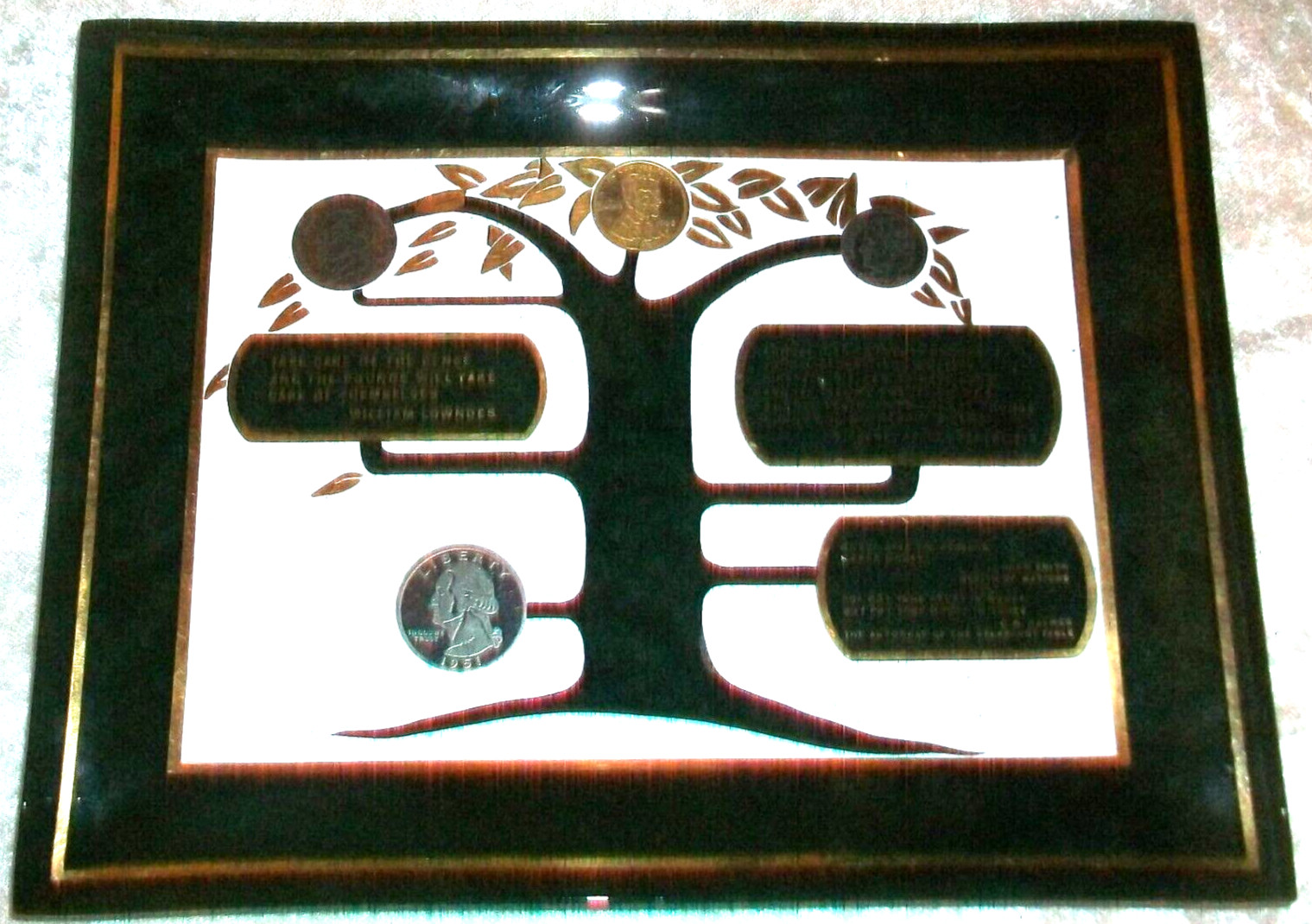 Vintage Danielson Federal Savings Loan Bank American Coins Money Tree Trinket