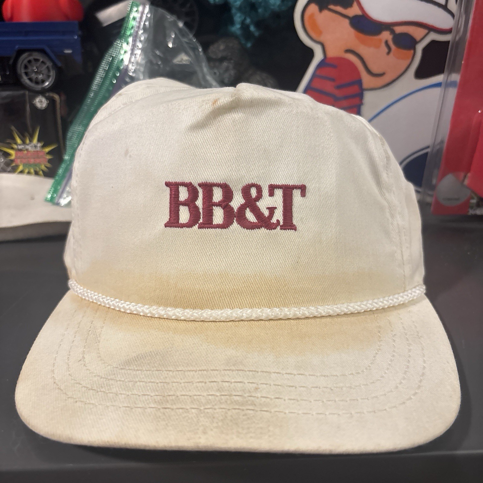 BB&T Vintage White Snapback Hat Banking & Insurance Promotional Collectible Cap