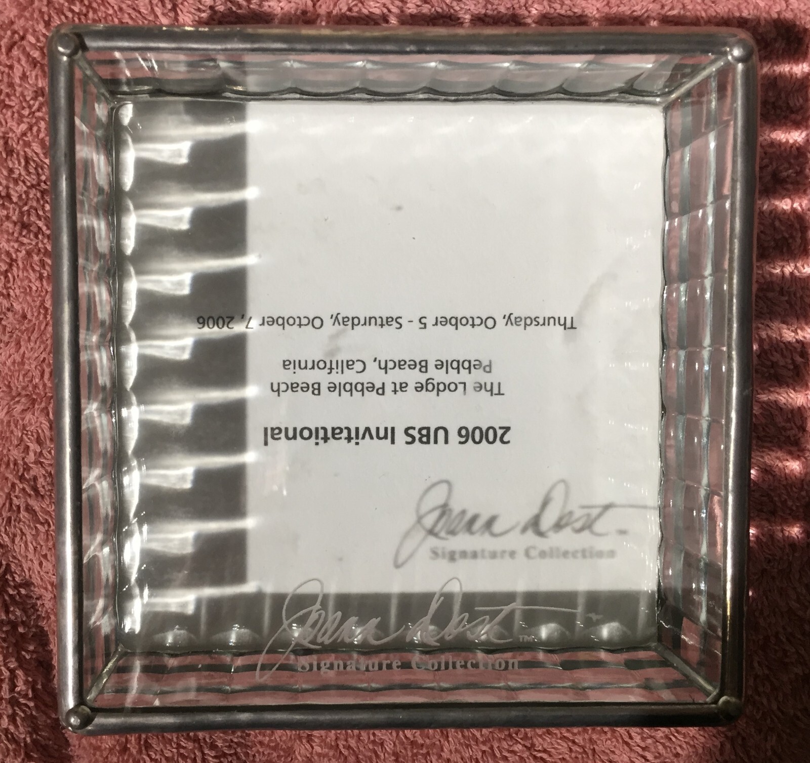 Rare Joann Dost 2006 Lodge At Pebble Beach Golf Glass Jewelry Box UBS Bank Promo