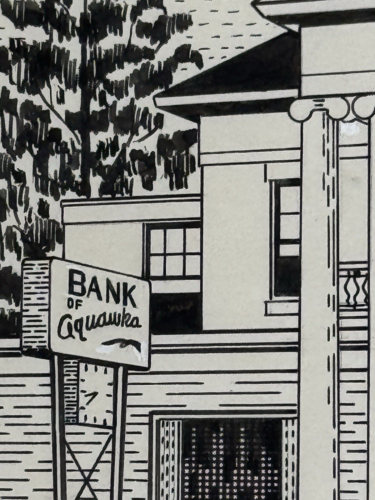 Vintage Printing Company Artwork – Bank of Oquawka Building OQUAWKA ILLINOIS