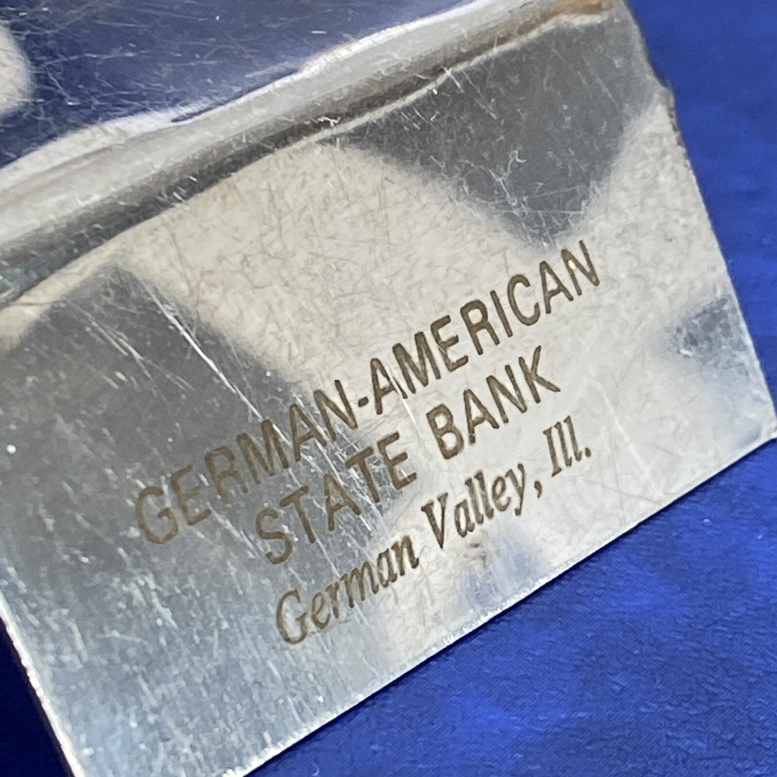 Vtg Warco Japan Stainless German American State Bank German Valley IL Spoon Rest
