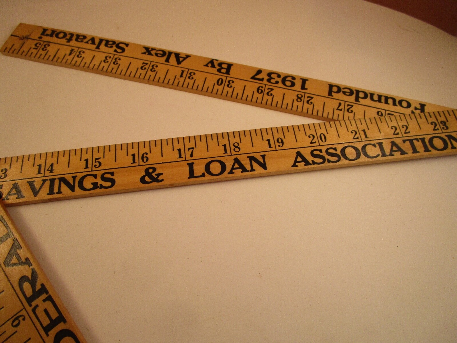 Vintage Wooden Folding Yardstick Peoples Federal Saving & Loan Bank WV