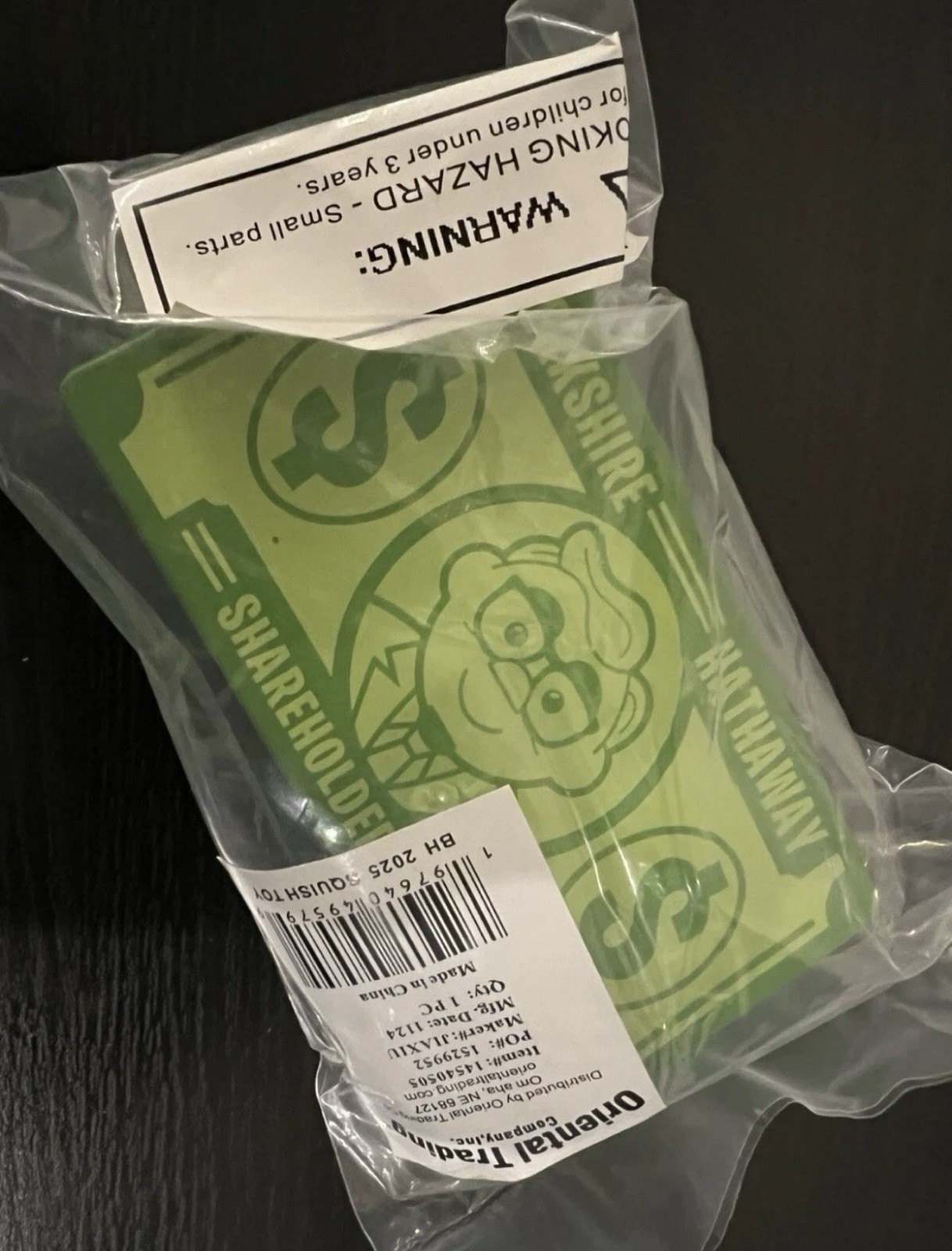 Collectible Berkshire Hathaway Warren Buffett Squish Toy Dollar Bill Green New