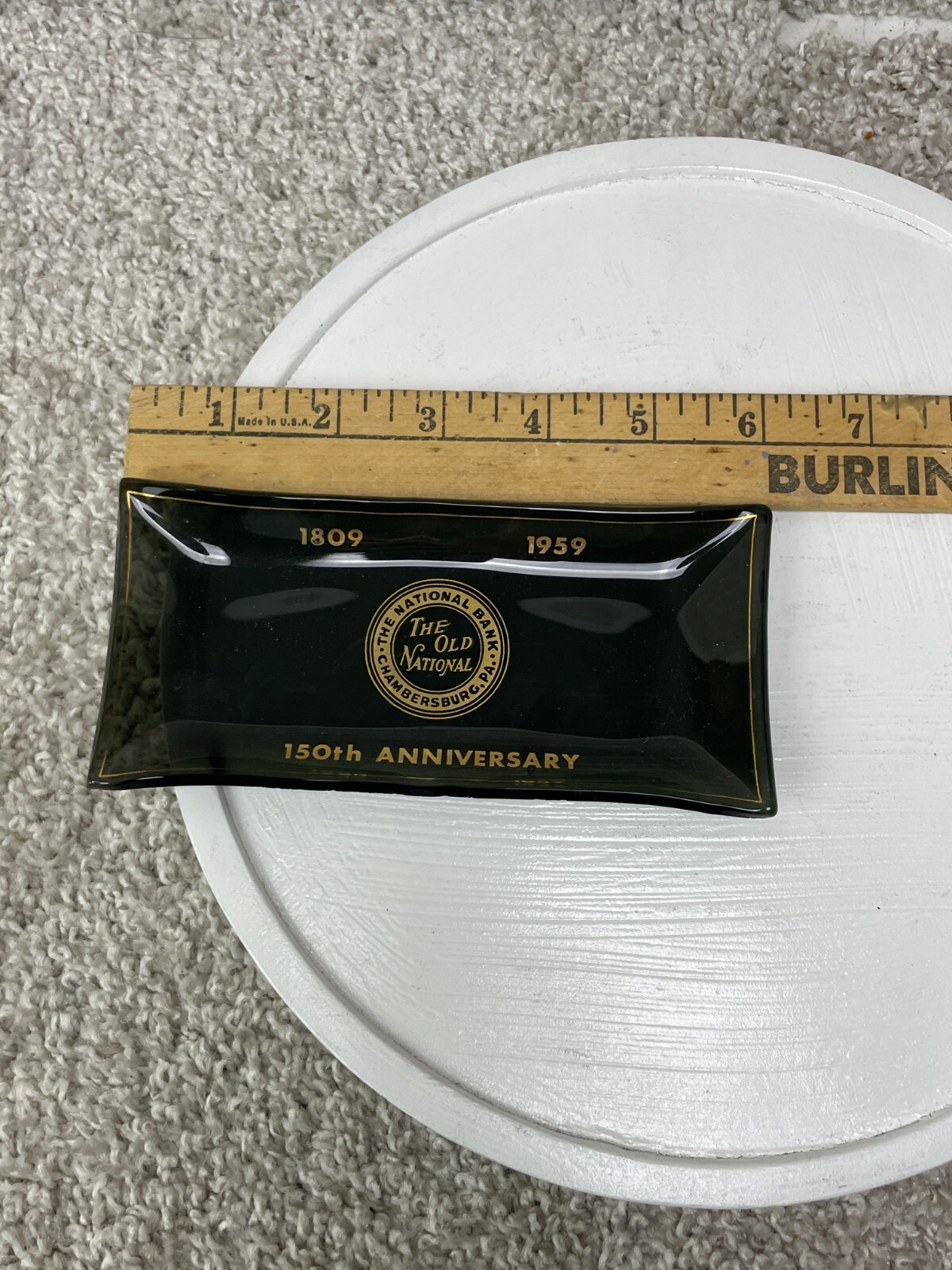 Vintage 1809-1959 150th Anniversary The Old National Bank Glass Dish Ashtray 6″