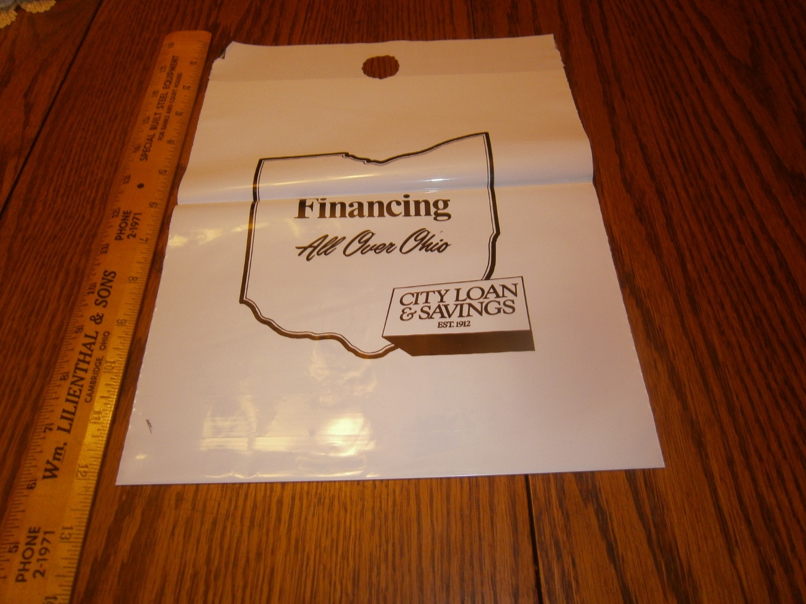 VINTAGE 1970’S WHITE LITTER BAG GIVEAWAY CITY LOAN & SAVINGS FINANCING OHIO