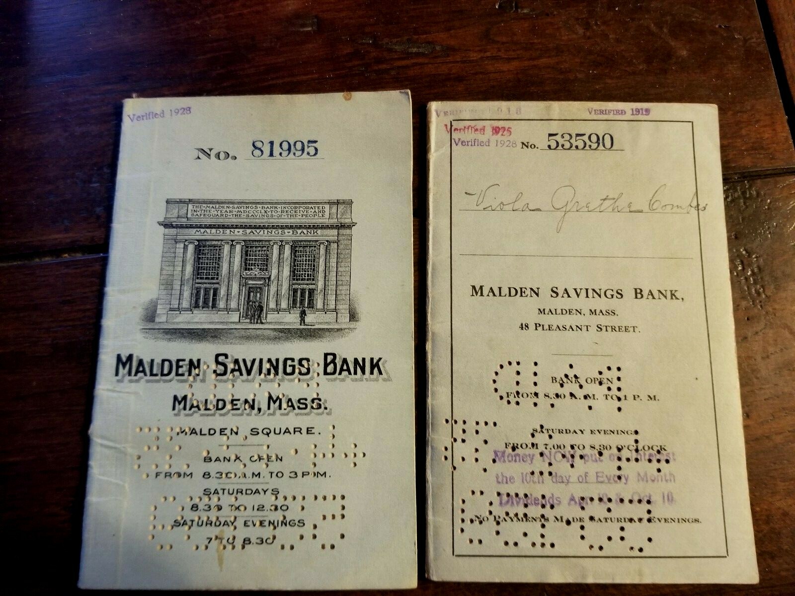 1912 MALDEN MASSACHUSETTS Bank Book – PAIR – Nice ! Free Shipping