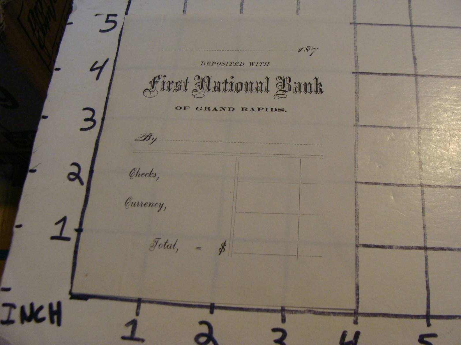 Vintage paper: 1870s FIRST NATIONAL BANK OF Grand Rapids, MI, Deposit Slip