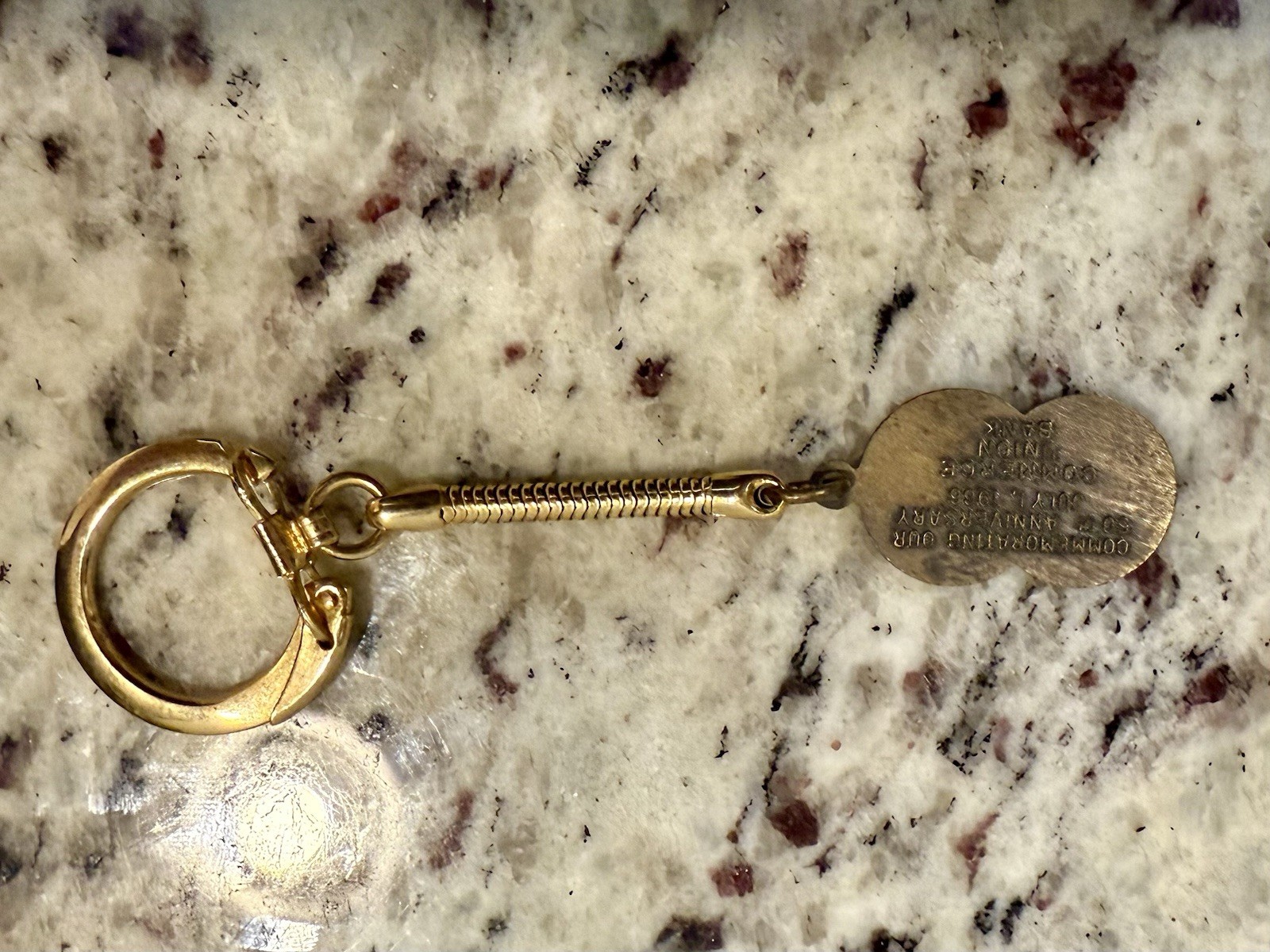 Vintage Commerce Union Bank 50th Anniversary 1966 Brass Keychain Gift