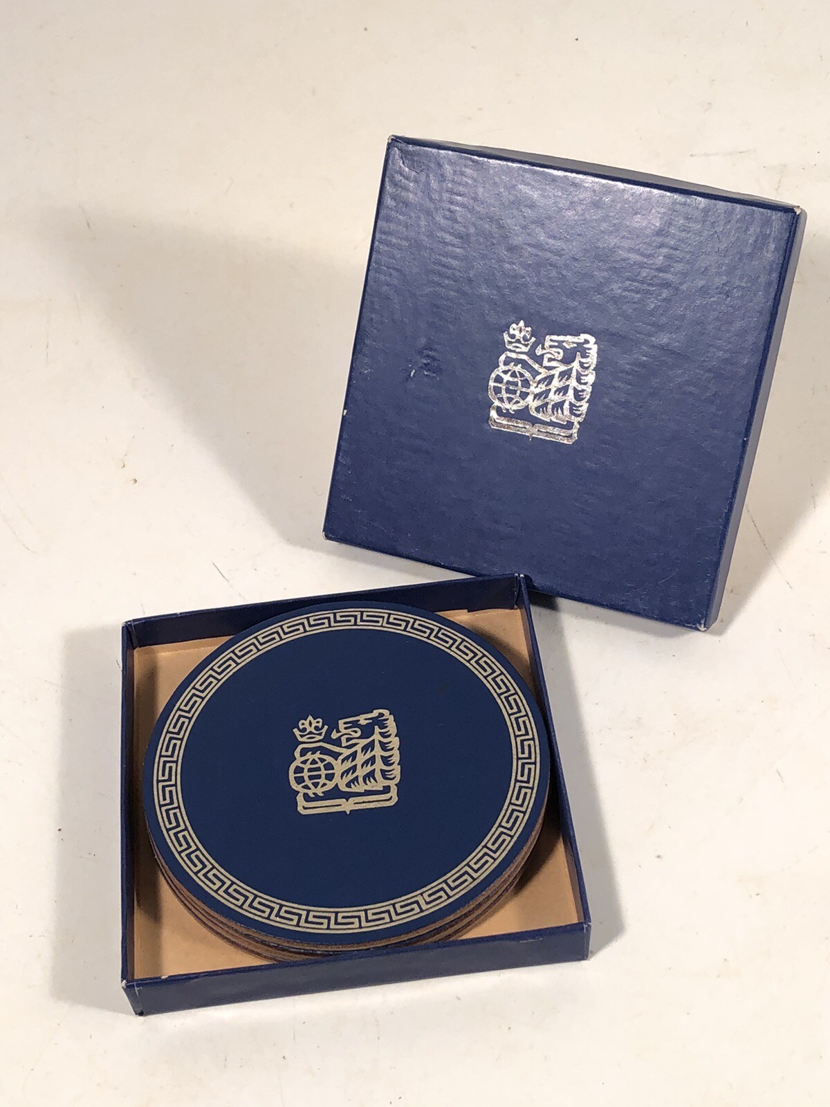 RBC Royal Bank Of Canada Promo Globe/Lion Logo Leather Drink Coasters 4 Pack