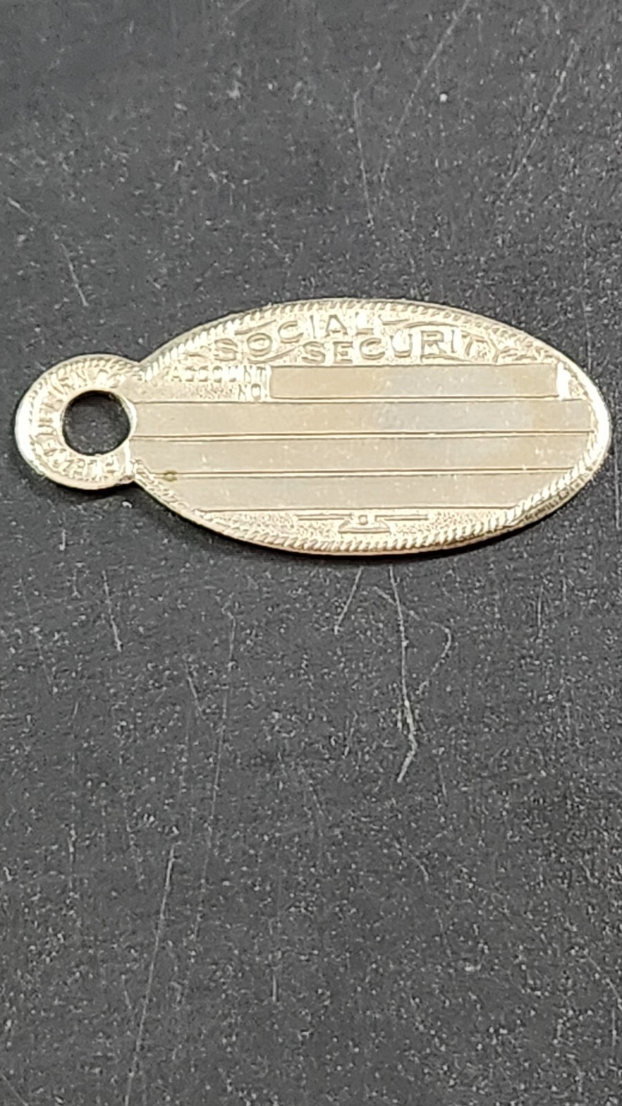 Vintage Metal ID Tag Keychain Fob SOCIAL SECURITY