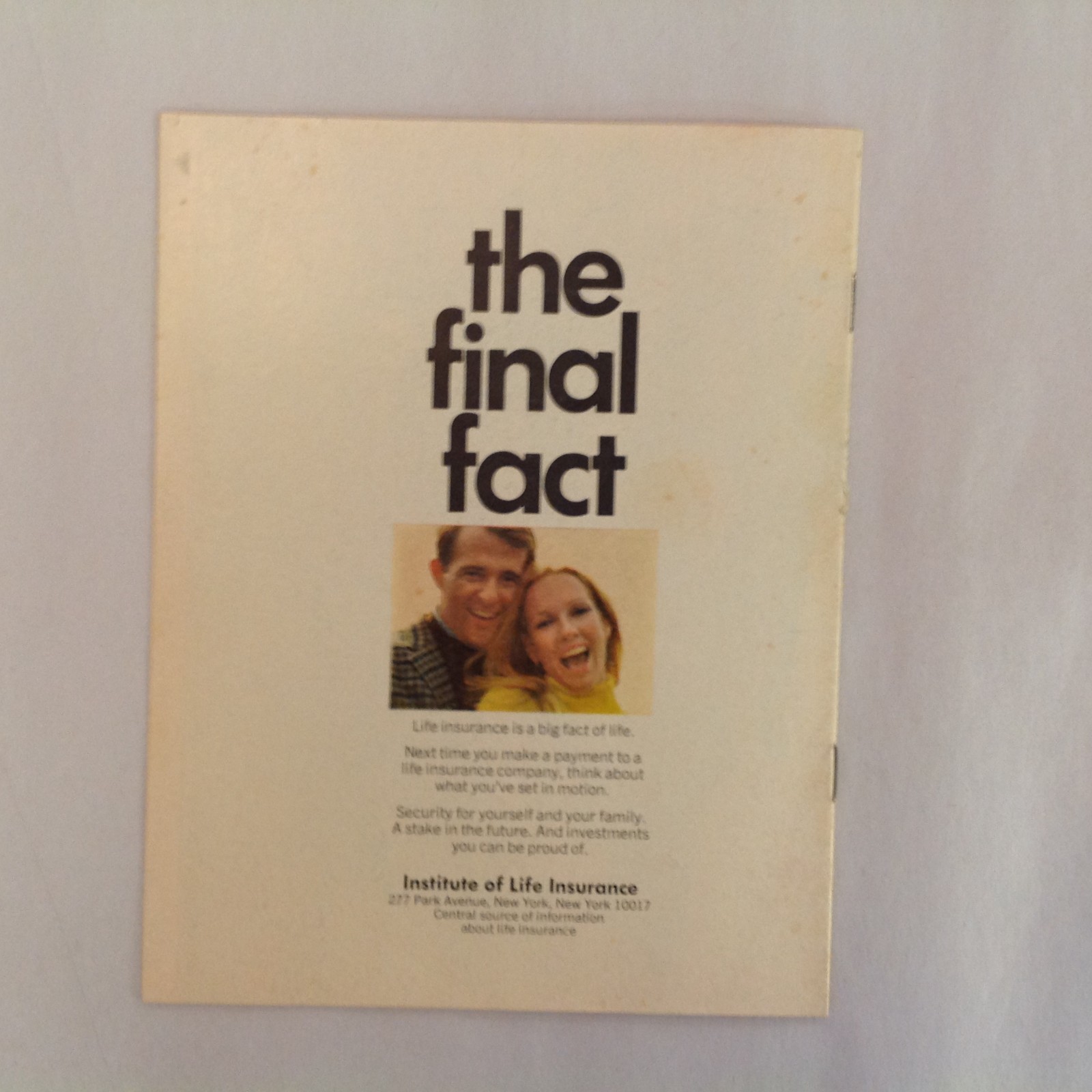 Vtg 1960’s Institute of Life Insurance Color Informational Booklet Facts of Life