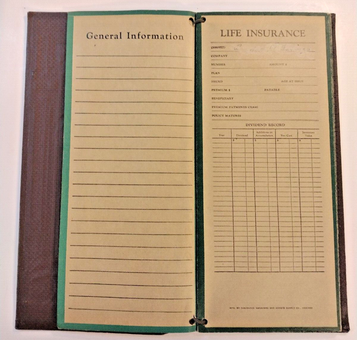 Vintage Prudential Insurance Valuable Papers Leather Folder Wallet Tooled