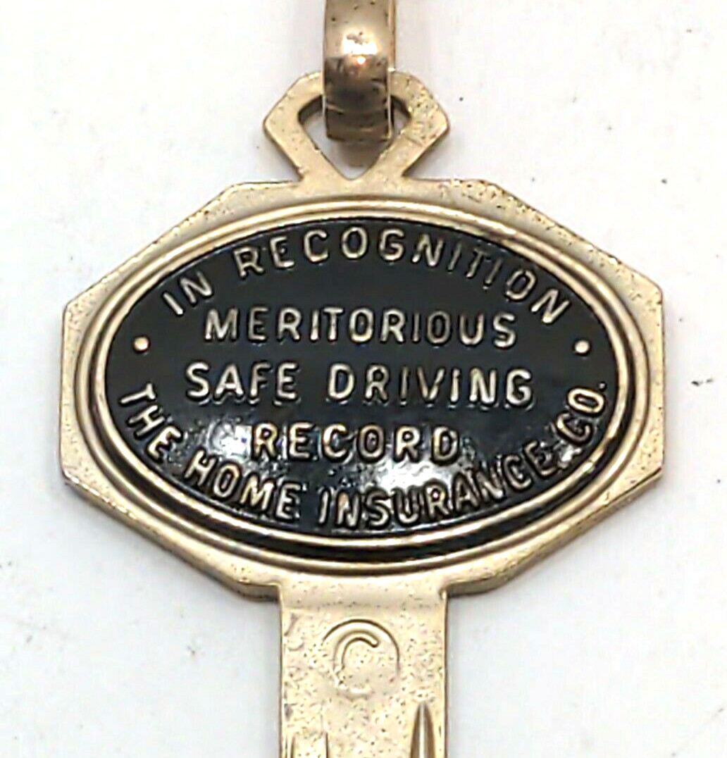 Vintage Key Chain Gold The Home Insurance Co New York In Recognition C1