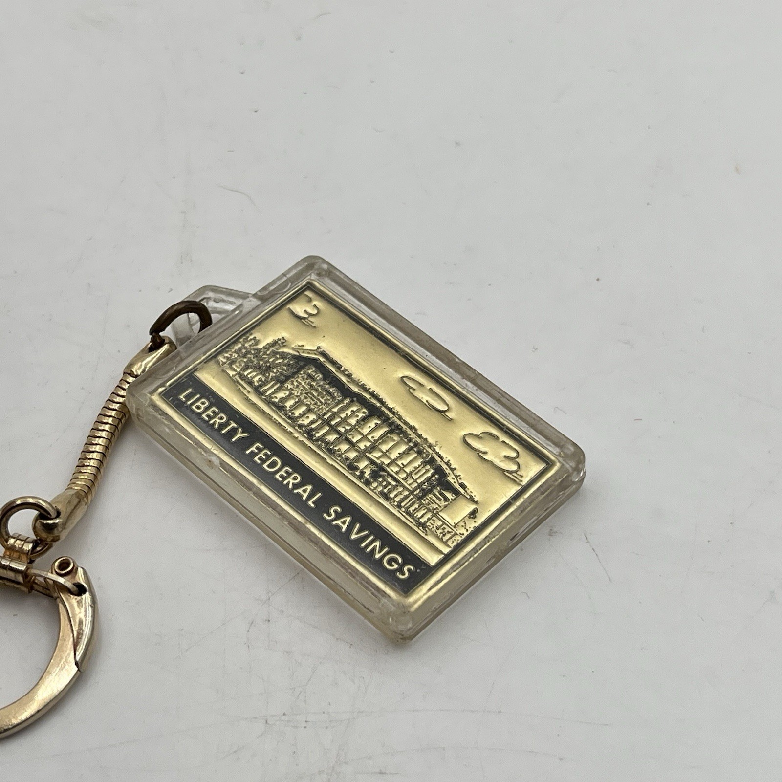 VTG Gold Keychain Liberty Federal Savings Chicago IL 80th Anniversary Banking