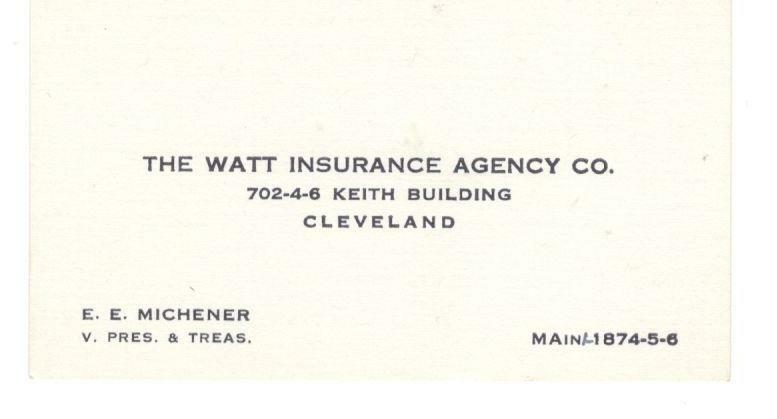 1941 – Watt Insurance Agency Staff Picture & Card, Keith Building, Cleveland OH