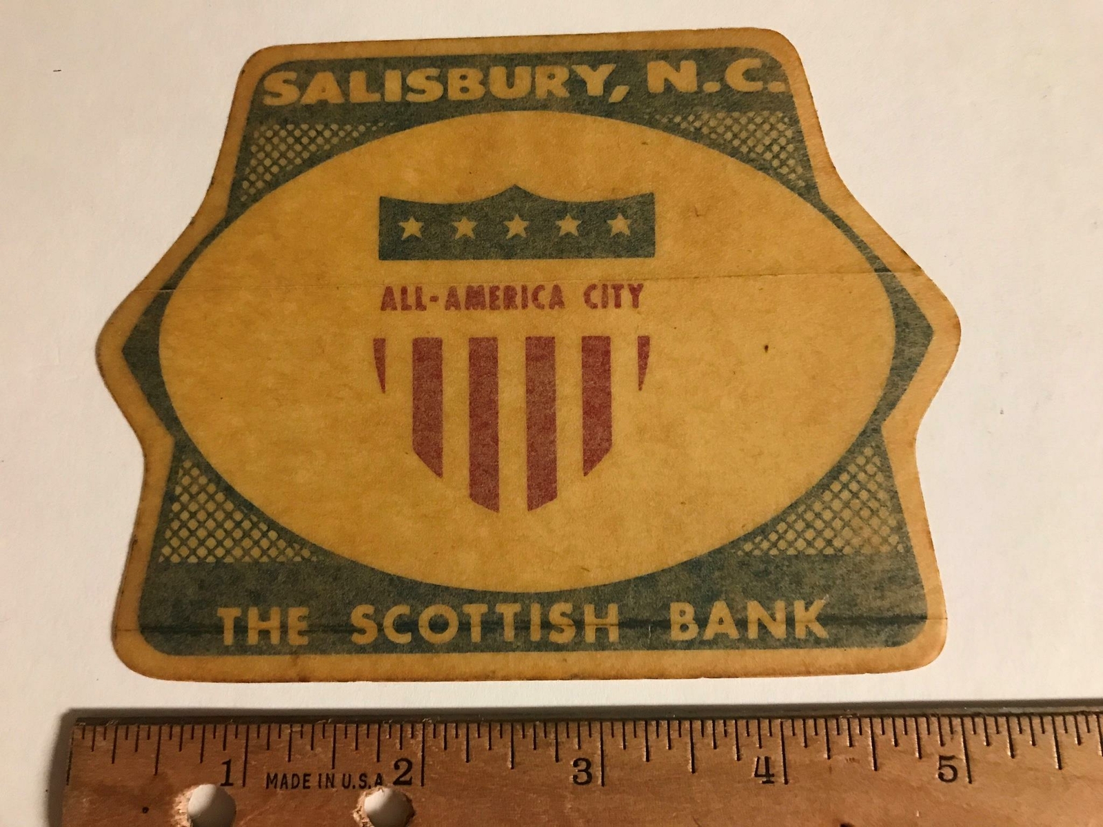 Vtg The Scottish Bank Salisbury North Carolina NC All America City decal sticker