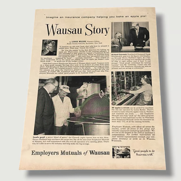 1958 Employers Mutuals of Wausau Wisconsin Imagine an Insurance Co Vtg Print W