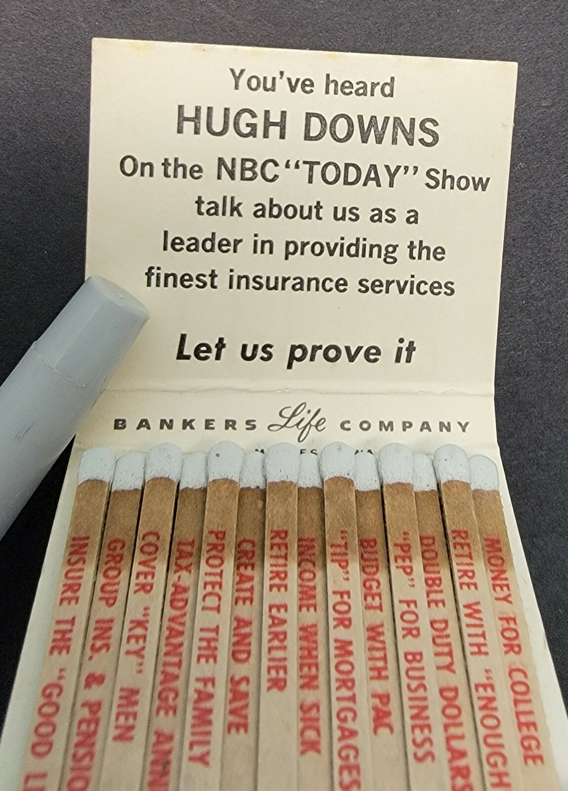 VINTAGE BANKERS LIFE CO. DES MOINES IOWA NBC TODAY SHOW HUGH DOWNS
