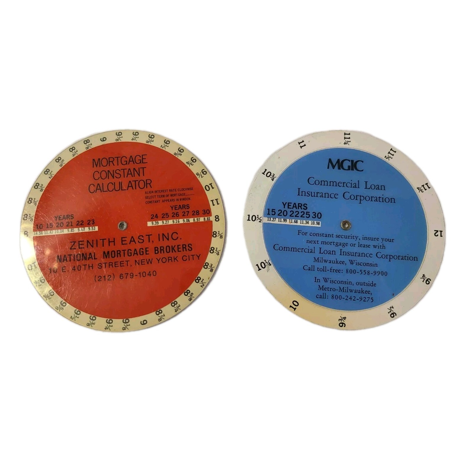 Lot Of 2 Double Sided VTG Mortgage Calculators – Advertising New York Milwaukee