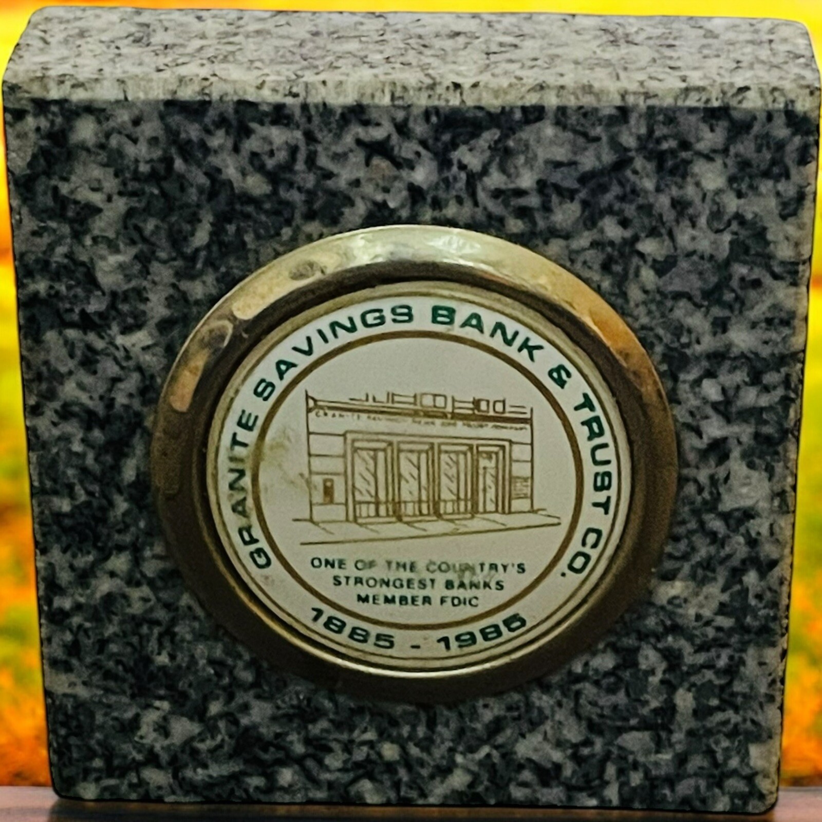 Granite Savings Bank & Trust Co Vermont 1885-1995 Commemorative Paperweight