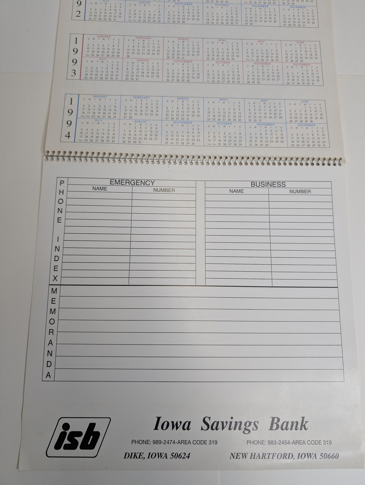 1993 Iowa Savings Bank Golden Times Norman Rockwell Calendar Dike New Hartford