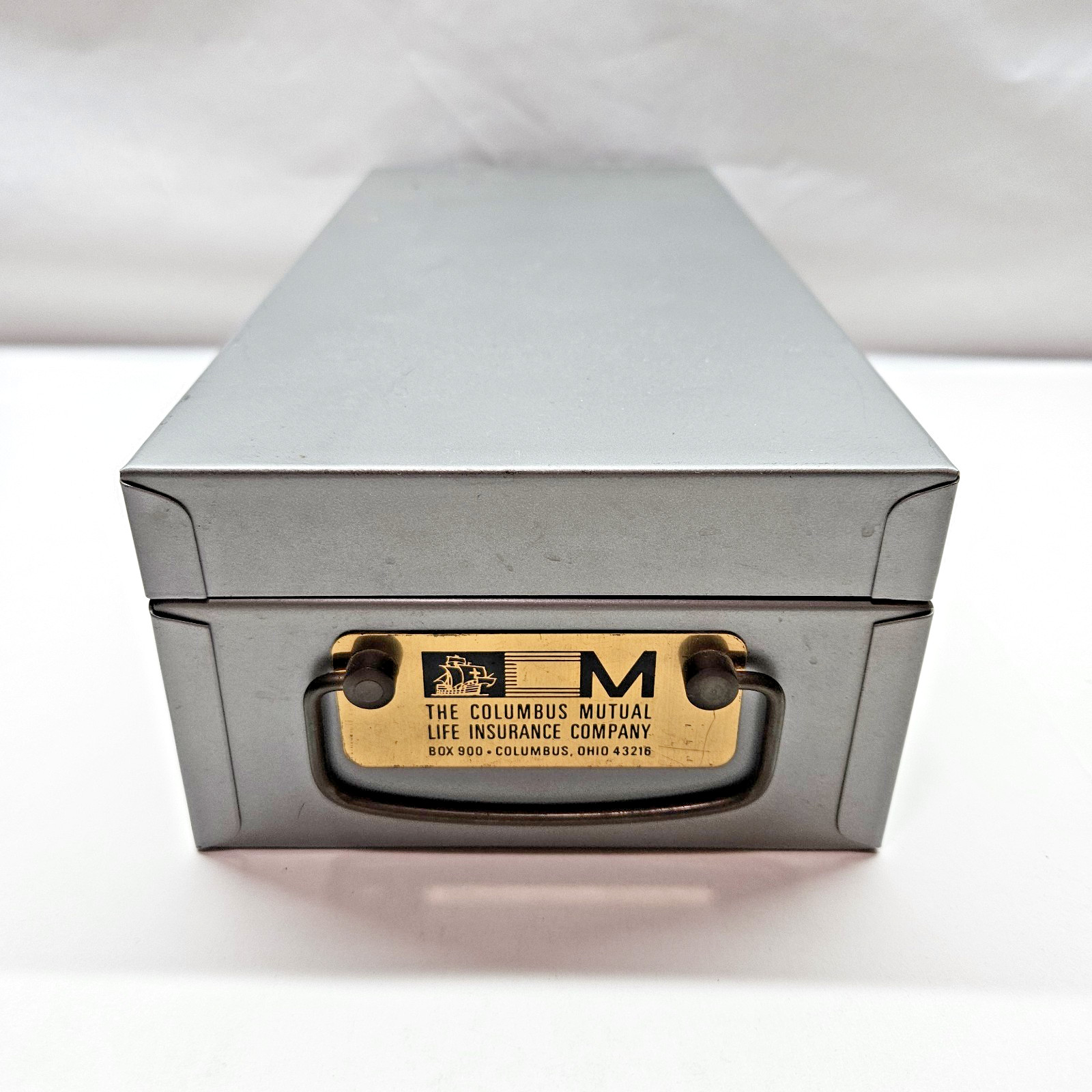 Vintage Metal Combination Lock Box Columbus Mutual Insurance Policy Box