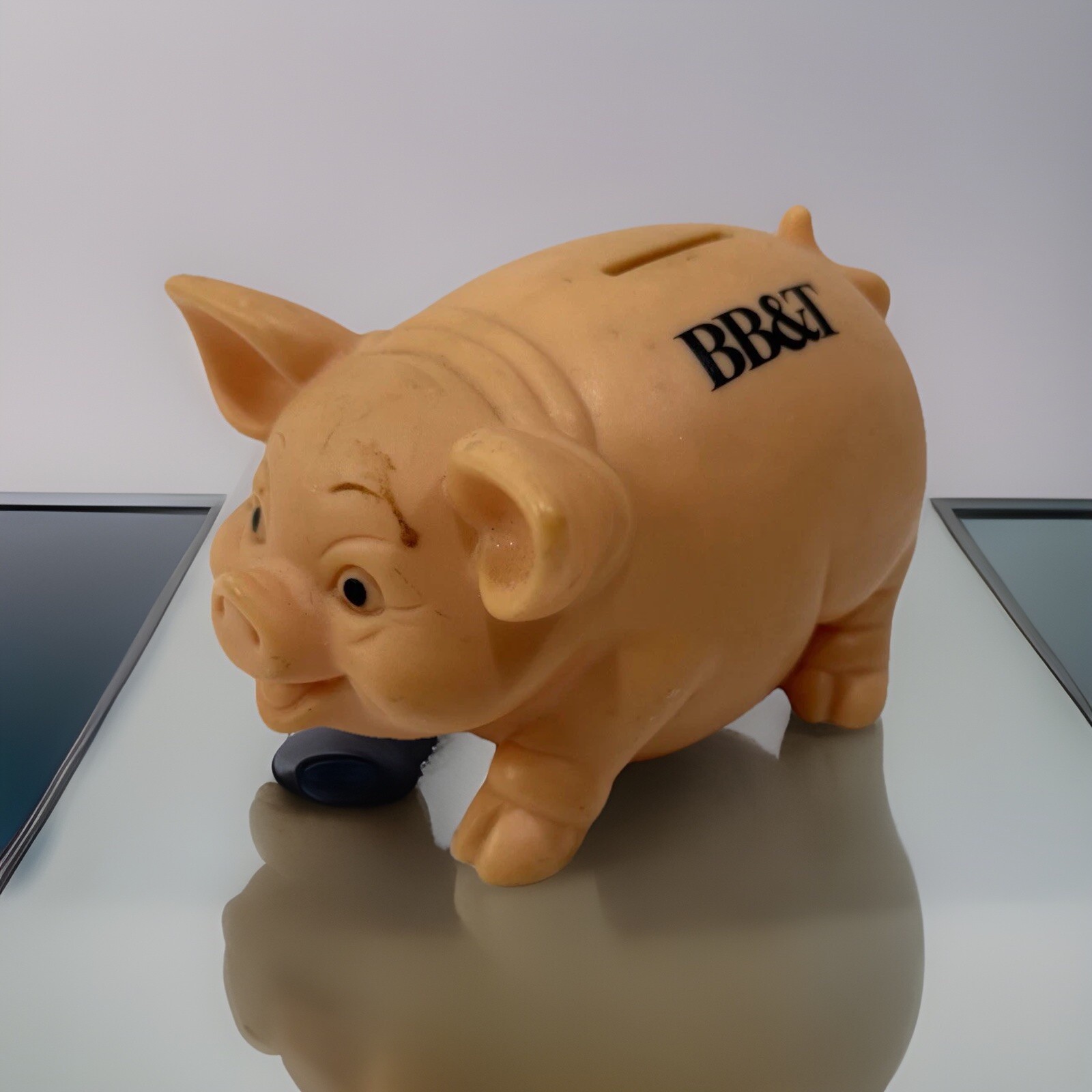 Vintage BB&T Banking Pig Piggy Bank Advertising Vinyl Plastic 5″