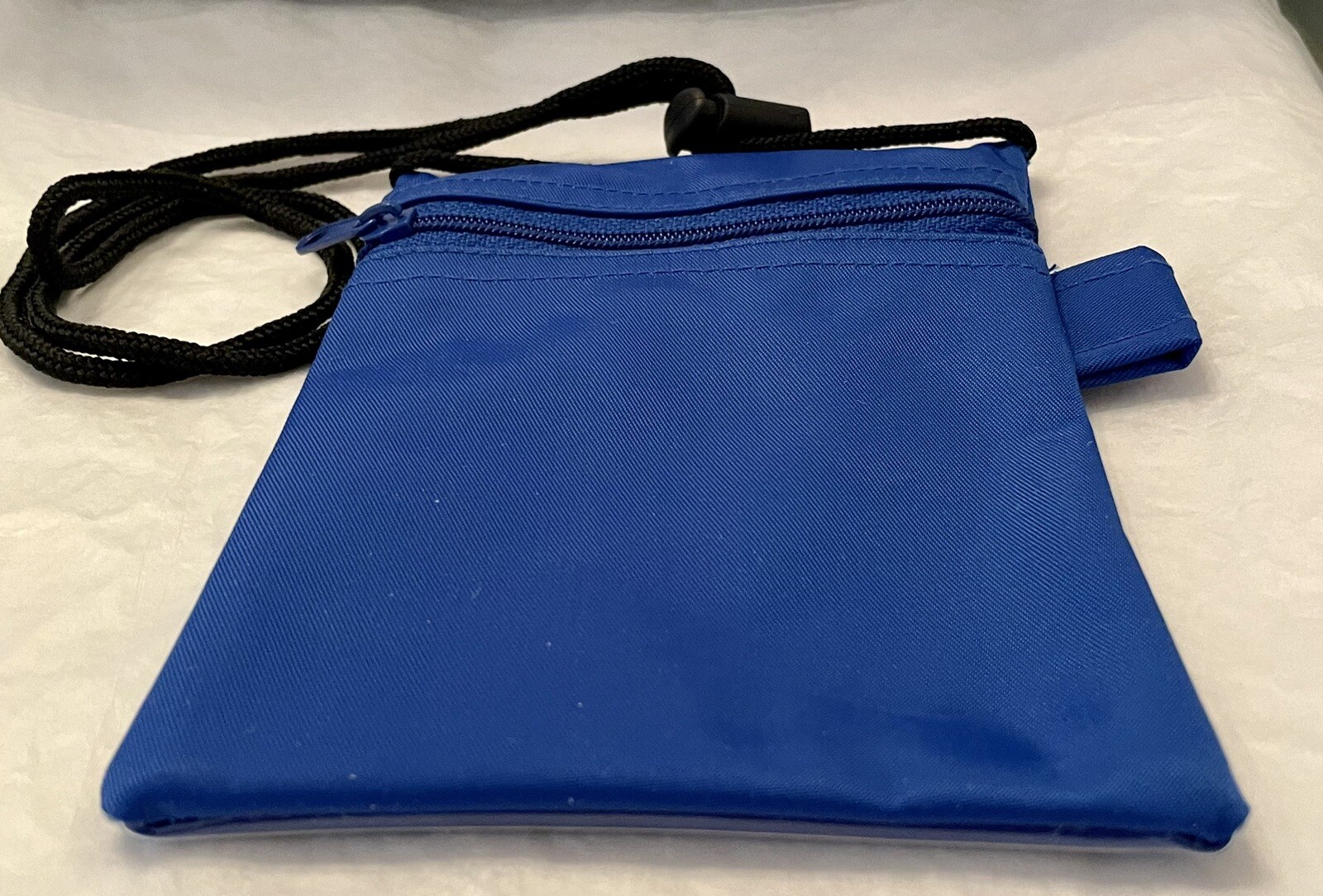Vintage AmSouth Bank Blue Vinyl Zippered ID Badge, Cards, Cash Holder Case New