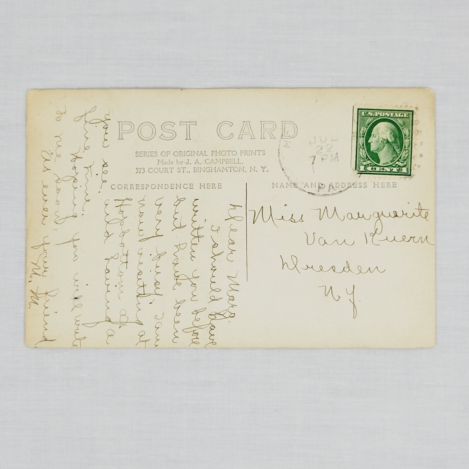 Rare c1912 Hop Bottom PA National Bank RPPC J.A. Campbell Real Photo Postcard