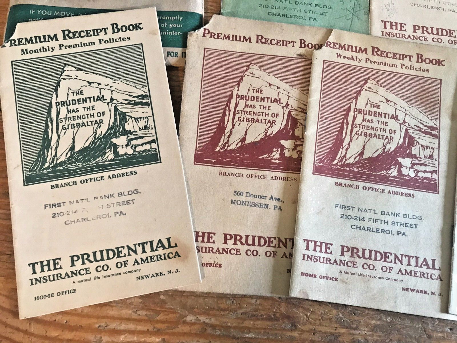 The Prudential Insurance Premium Receipt Payment Books 1930s 1940s Advertising