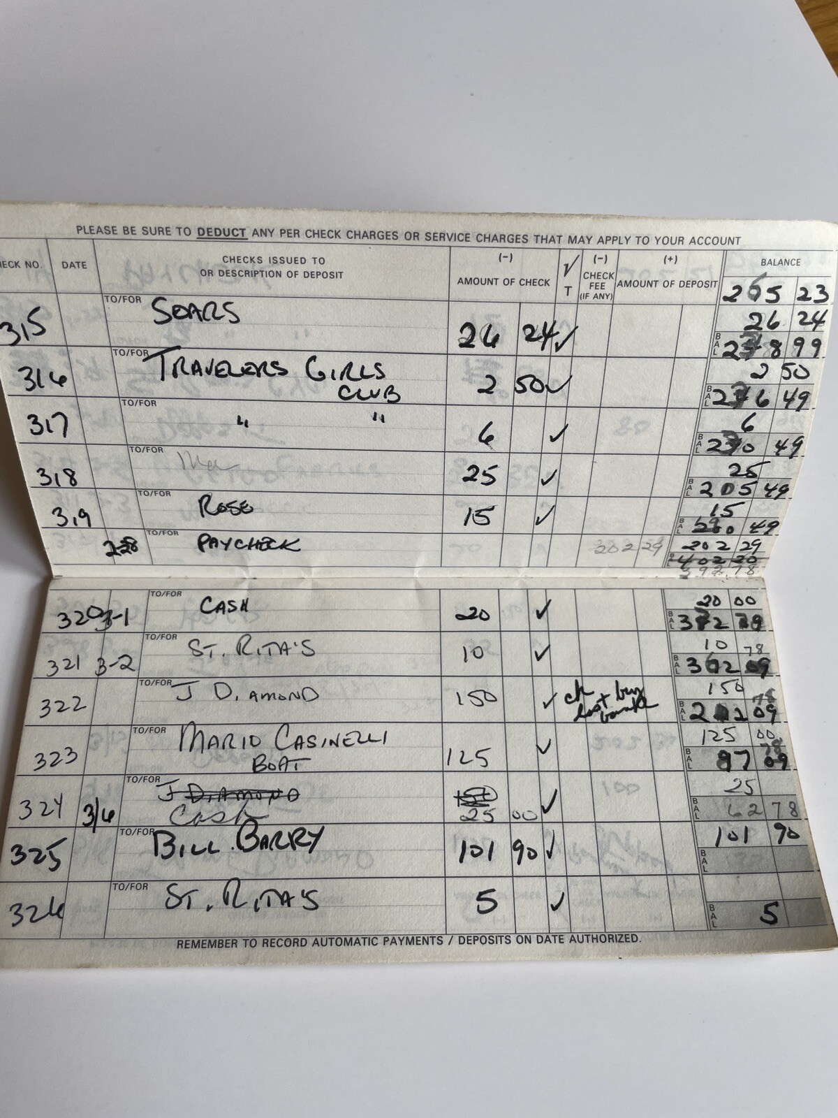 Vintage 1973 Used Check register Banking Ephemera Rhode island Deluxe Bank