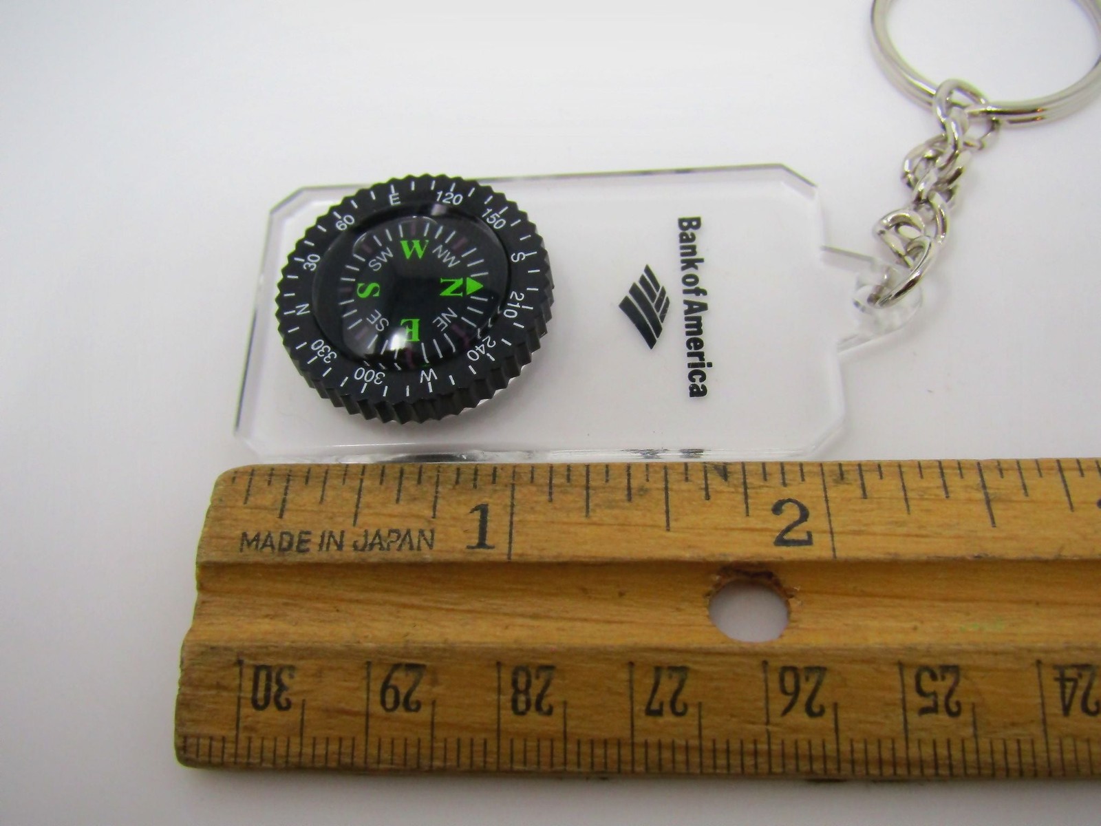 Vintage Bank of America Keychain Brass Tone Metal Compass Fob Charm Non-Working