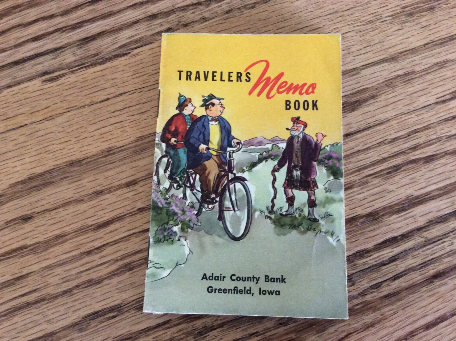 1948-49 Trvelers Memo Book Adir County Bank Greenfield Iowa Bicycle built For 2