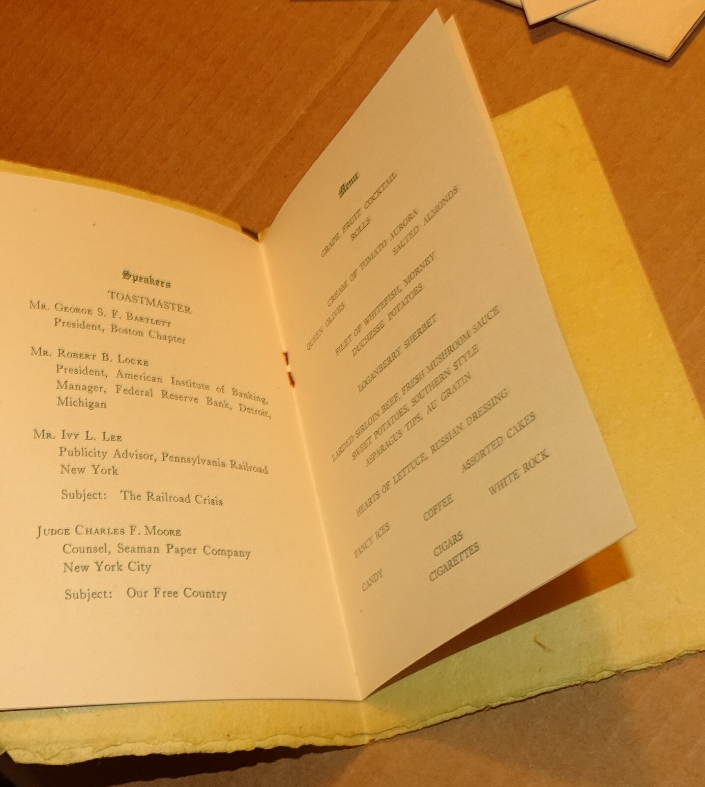 American Institute of Banking Menus/Banquets/Etc. 1919-1922 Boston Chapter, etc.