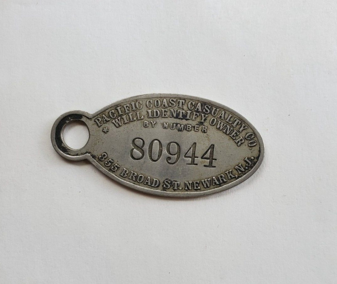 Vintage KEY Fob Tag LOST KEY Return to Pacific Casualty Co Newark New Jersey