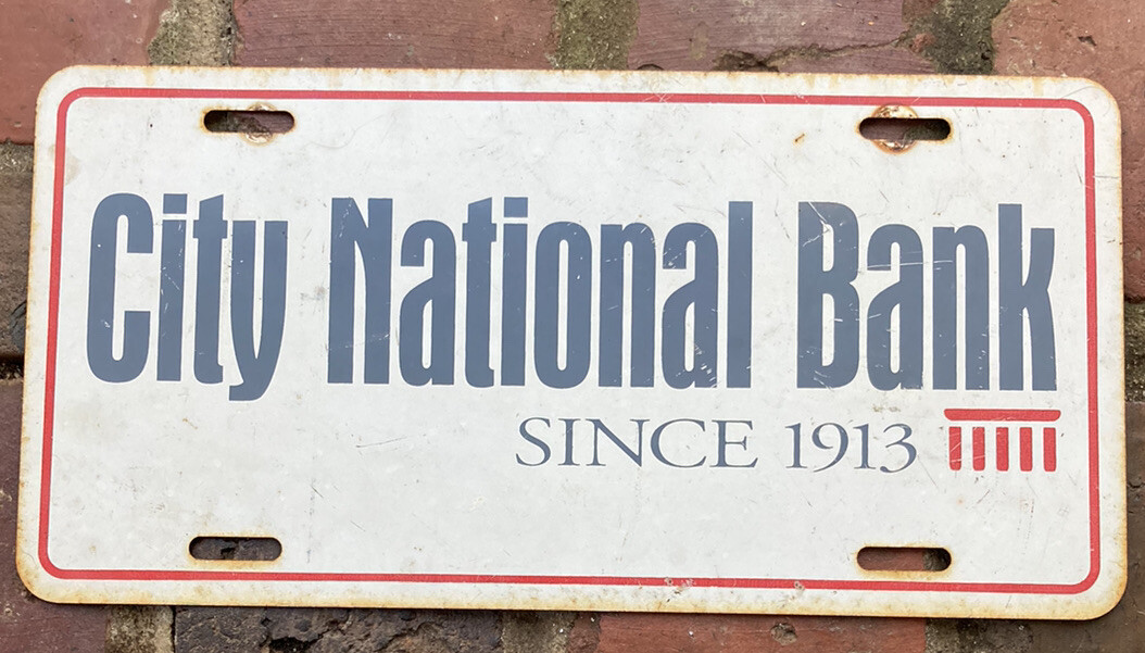 Vintage 1960s-70s Citi National Bank Metal License Plate Advertising