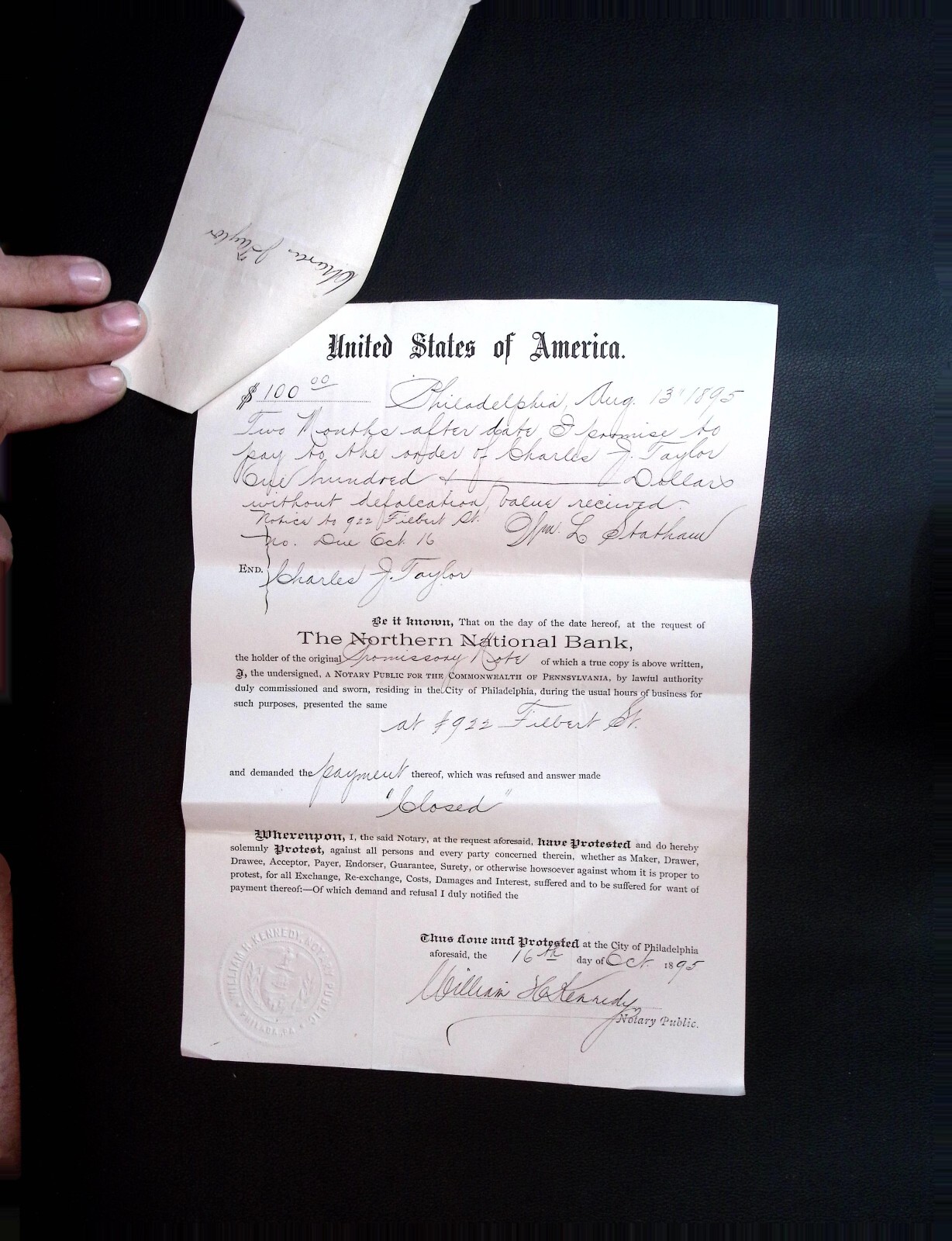 Northern National Bank Philadelphia Loan Document 1895 Promissory Note
